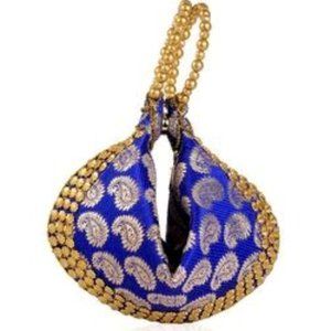 Versatile Royal Blue and Gold Potli Bag